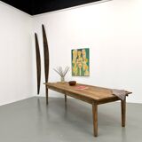 XXL solid walnut table with tapered legs