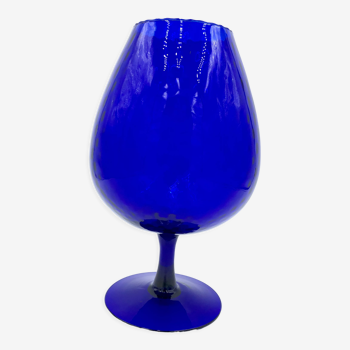 Bright blue textured glass vase from the 60s-70s, Italy, Empoli