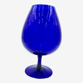 Vase en verre texturé bleu vif des années 60-70, Italie, Empoli