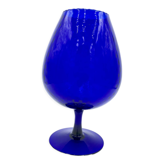 Vase en verre texturé bleu vif des années 60-70, Italie, Empoli