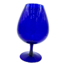 Vase en verre texturé bleu vif des années 60-70, Italie, Empoli