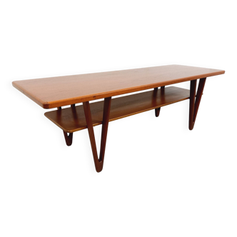 Large vintage Scandinavian double-topped teak coffee table by Kurt Østervig from the 1950s