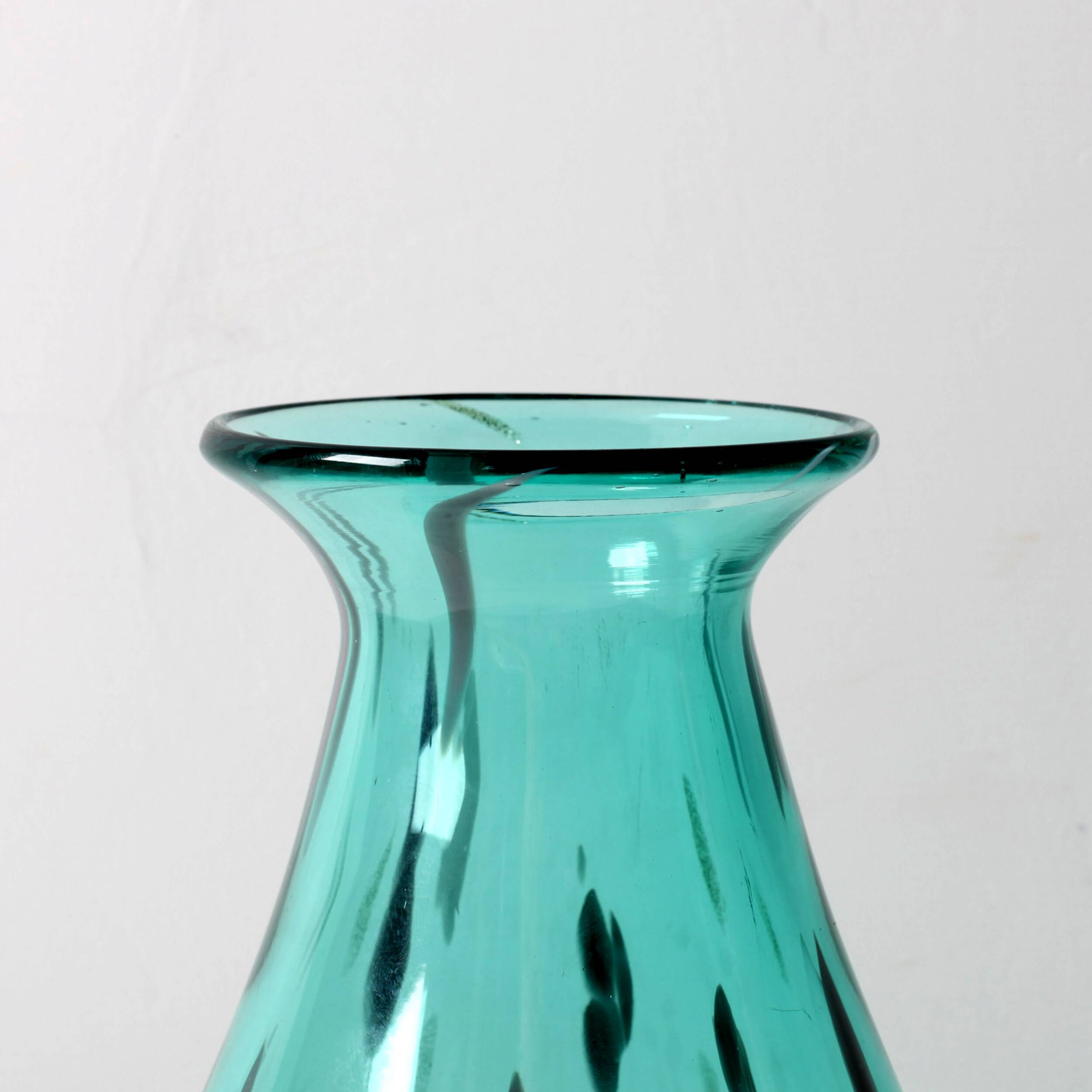 Vase rare en verre d'art Lenox American Design, bleu sarcelle et moucheté d'or, années 1990