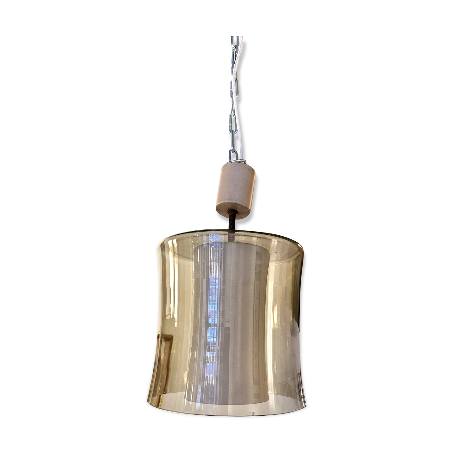 Suspension vintage verre et opaline