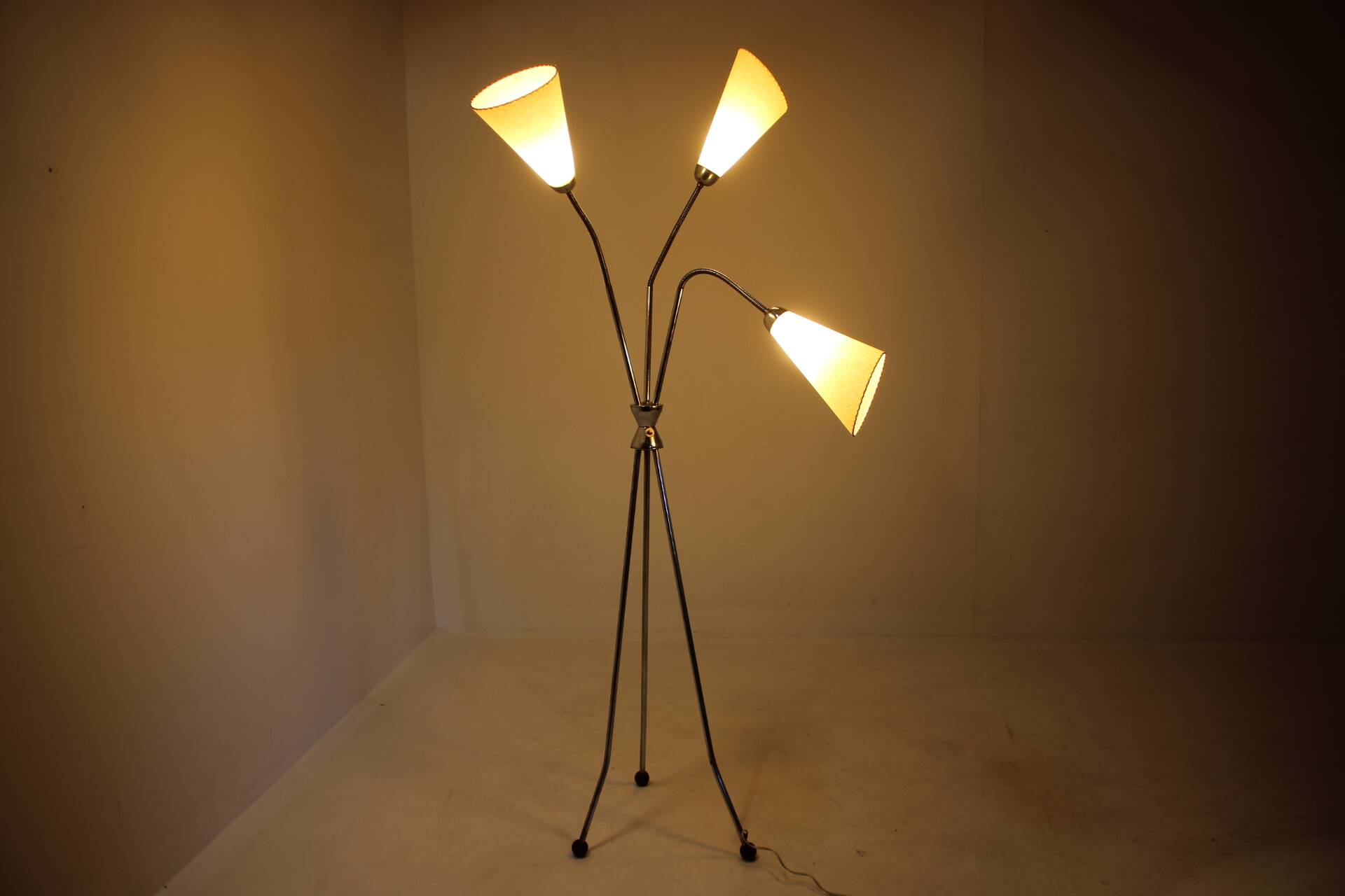 1960s Chrome Plated Floor Lamp, Czechoslovakia
