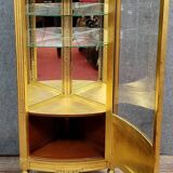 Louis XVI style corner bookcase display case in gilded wood circa 1880-1900