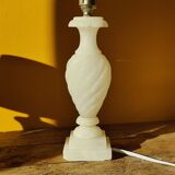 Antique twisted marble lamp base - white stone lamp