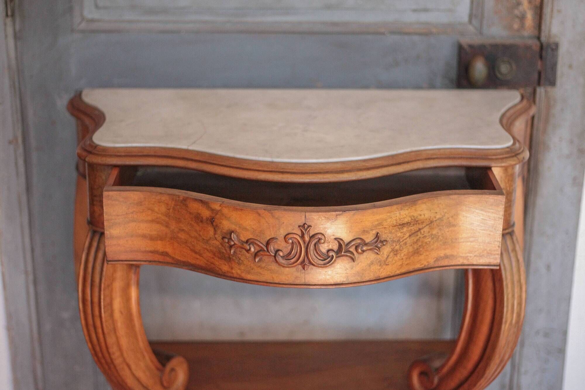Console bois et marbre époque Louis Philippe, meuble bois, meuble d'entrée