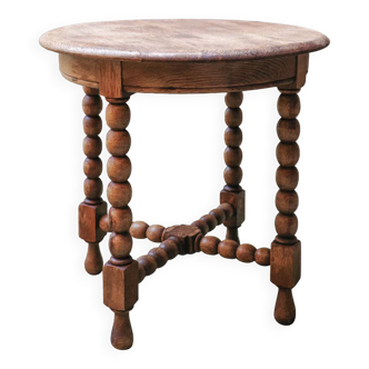 Table avec pieds boules en bois tourné