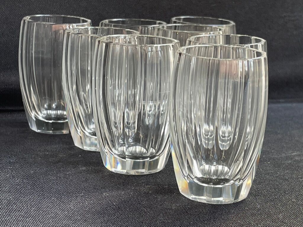 Liquor cabaret - Art Deco - Blown and cut crystal, mahogany or ebony macassar and stainless steel