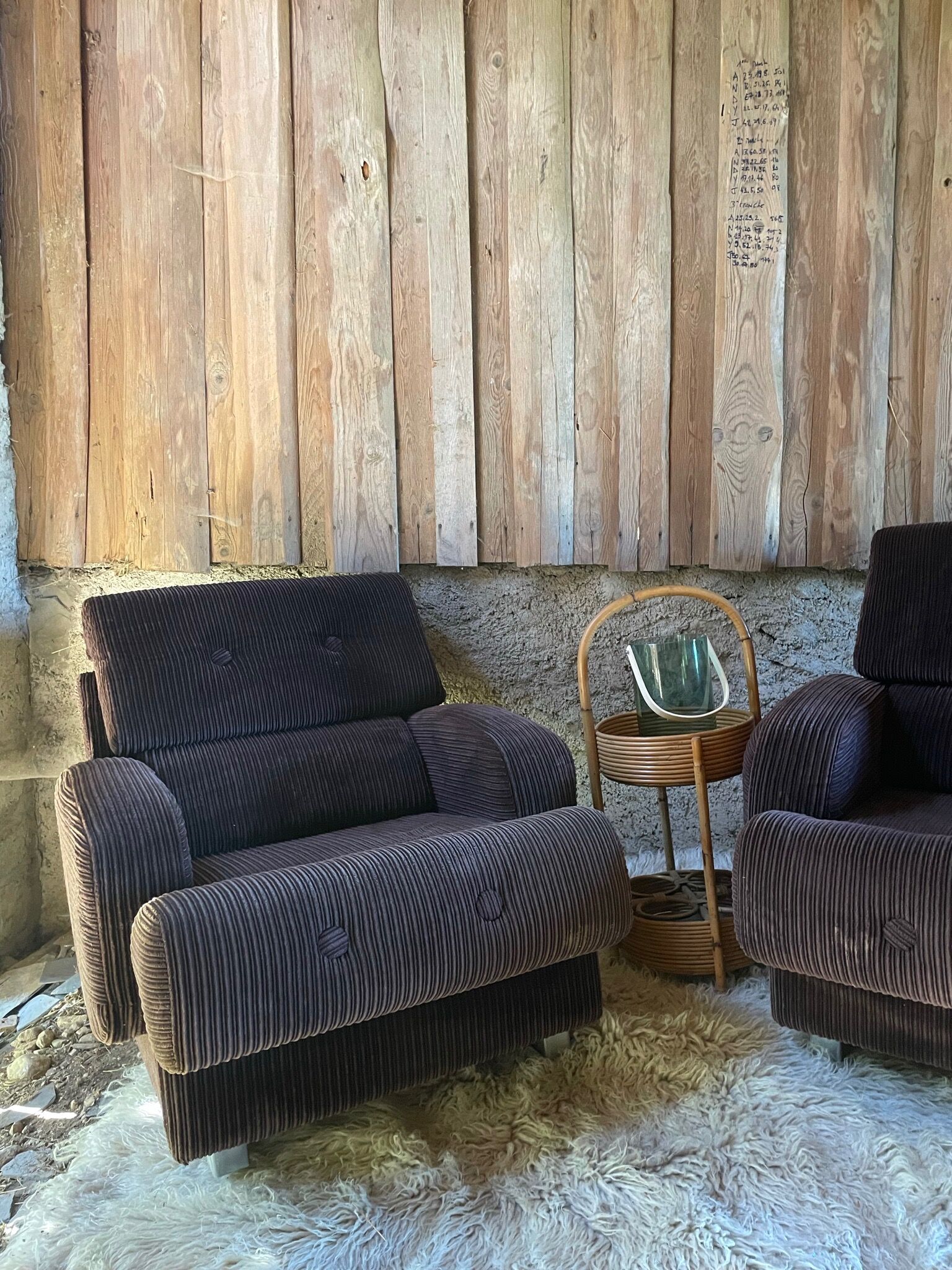 Vintage velvet armchairs