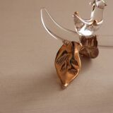 Glass knife rest with bird and golden leaf (set of 6)