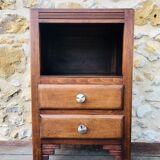 Art Deco bedside, 2 drawers in walnut Circa 40 /50