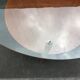 Vintage coffee table round compass legs top in glass and teak wood