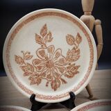 Set 6 assiettes plates grès fleuries