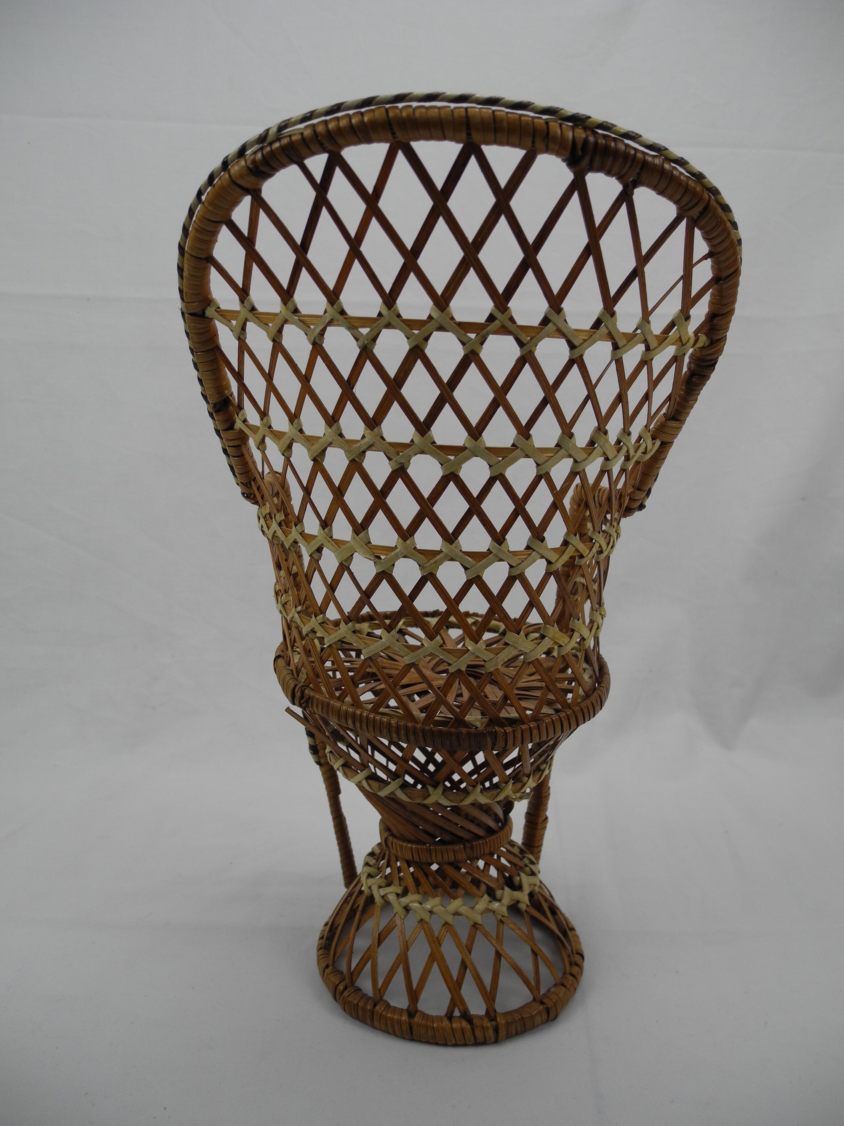 Emmanuelle style rattan doll armchair vintage toy