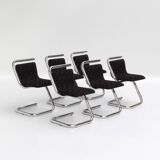 Anonimo set of 6 Italian chrome "S" chairs 1970s
