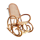 Rocking-chair canned in bamboo design 1960s
