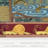 Poster “Kingfisher and Fish”, after an Art Nouveau lithograph