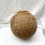 Suspension boule vintage en corde et rotin - 36 cm