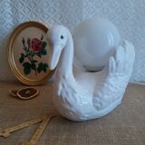 Vintage opaline globe bedside swan lamp
