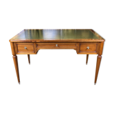 Louis XVI style flat desk in mahogany and green leather