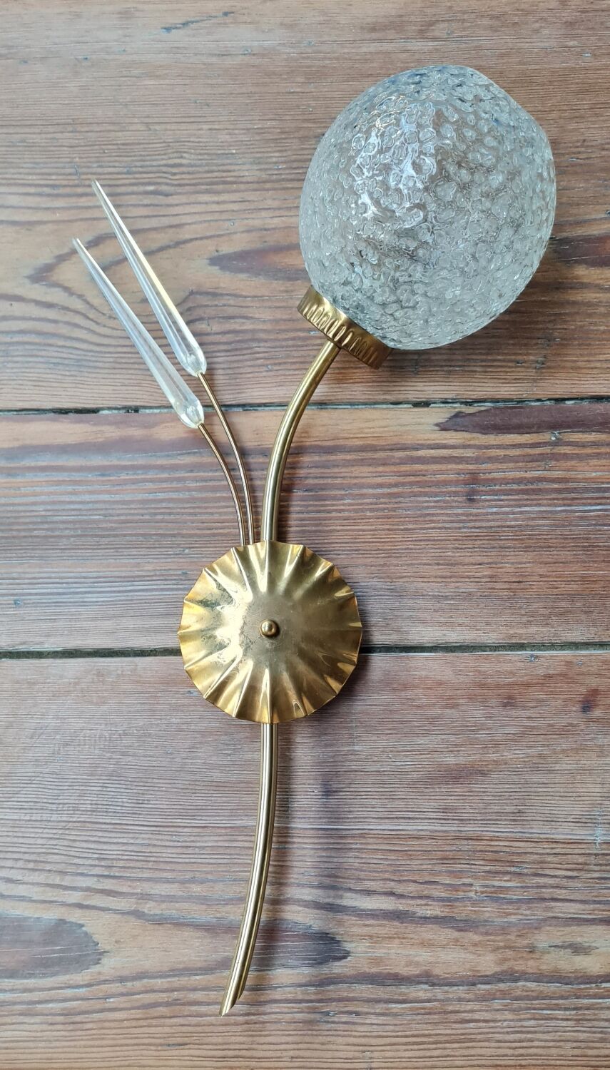 Pair of brass and glass sconces