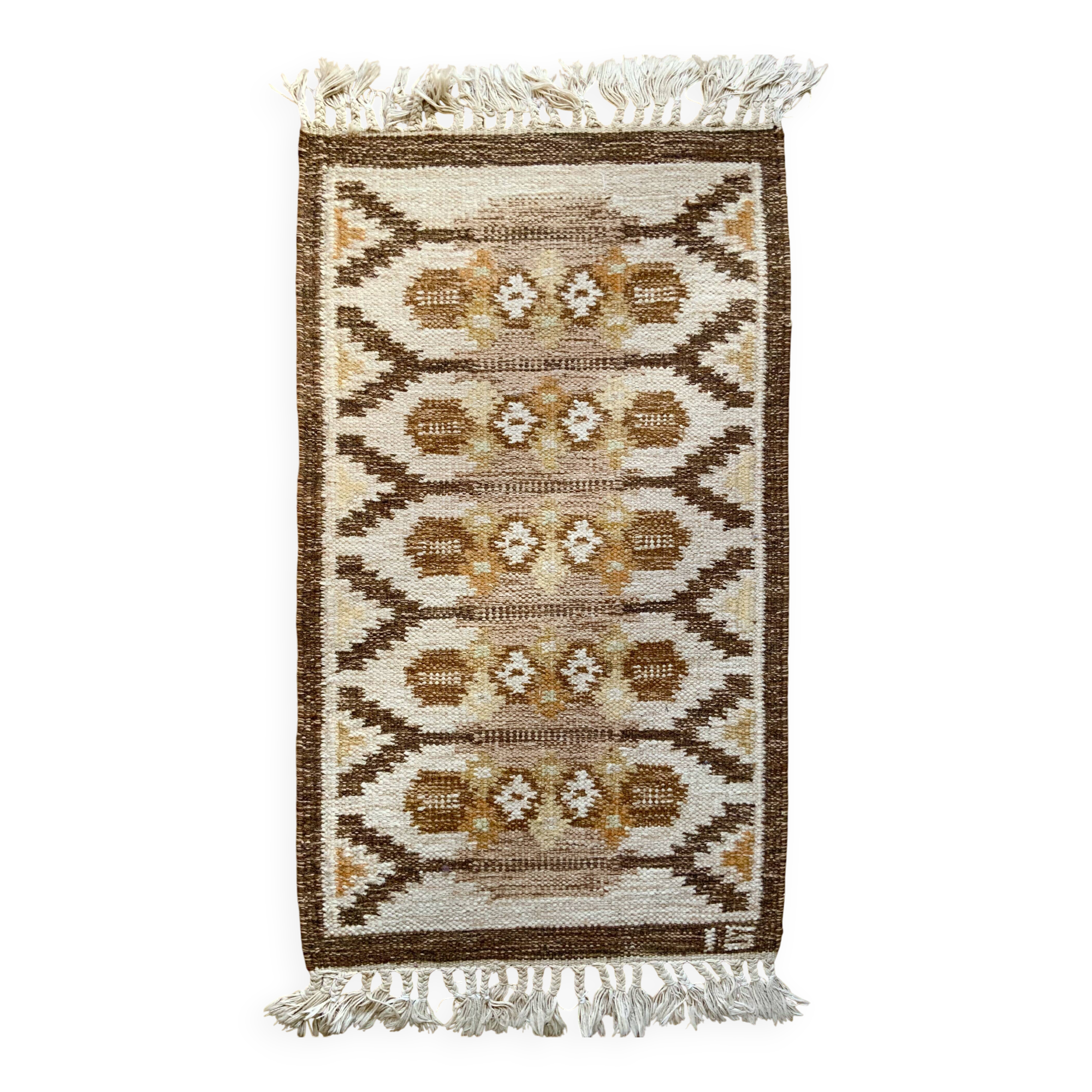Flatweave Rug Ingegerd Silow, Swedish, Rollakan, Small, Original, Vintage