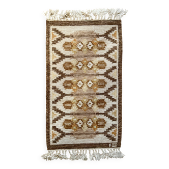 Tapis à tissage plat Ingegerd Silow, suédois, Rollakan, petit, original, vintage