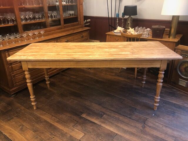 Wooden farmhouse table