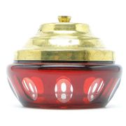 Art Deco bonbonniere, ruby glass, brass, Germany, 1930s