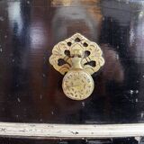 Napoleon III style dressing table in black lacquered wood and 3 mirrors