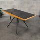 Metal and wood table, black Opaxit top, Czech Republic 1960