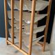 Range bouteilles bois et tissu