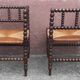 Pair of corner chairs or armchairs "fireplace corner" (Straw seat)
