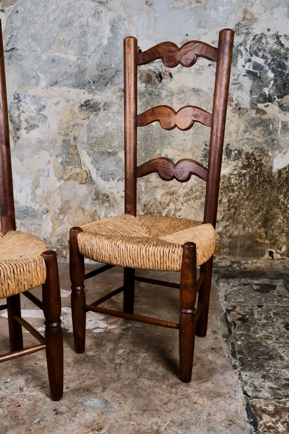 Pair of folk art chairs, France, mid-20th century