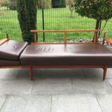 Canapé daybed scandinave cuir années 60