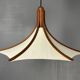 Teak And Linen Umbrella Counter Balance Pendant By Domus, 1970s