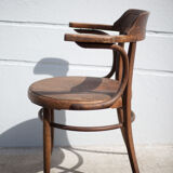 Curved wooden armchair Mundus vienna Austria, curved wooden chair, living room, bookcase, 20's