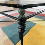 Grande table basse fer forgé et verre Jacques Ducru