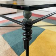 Large wrought iron and glass coffee table by Jacques Ducru