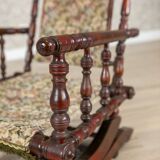 Antique Spring Rocking Chair in Floral Fabric, 1890s