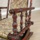 Antique Spring Rocking Chair in Floral Fabric, 1890s