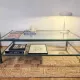 Vintage coffee table Pierre Vandel forest green & gold 70's