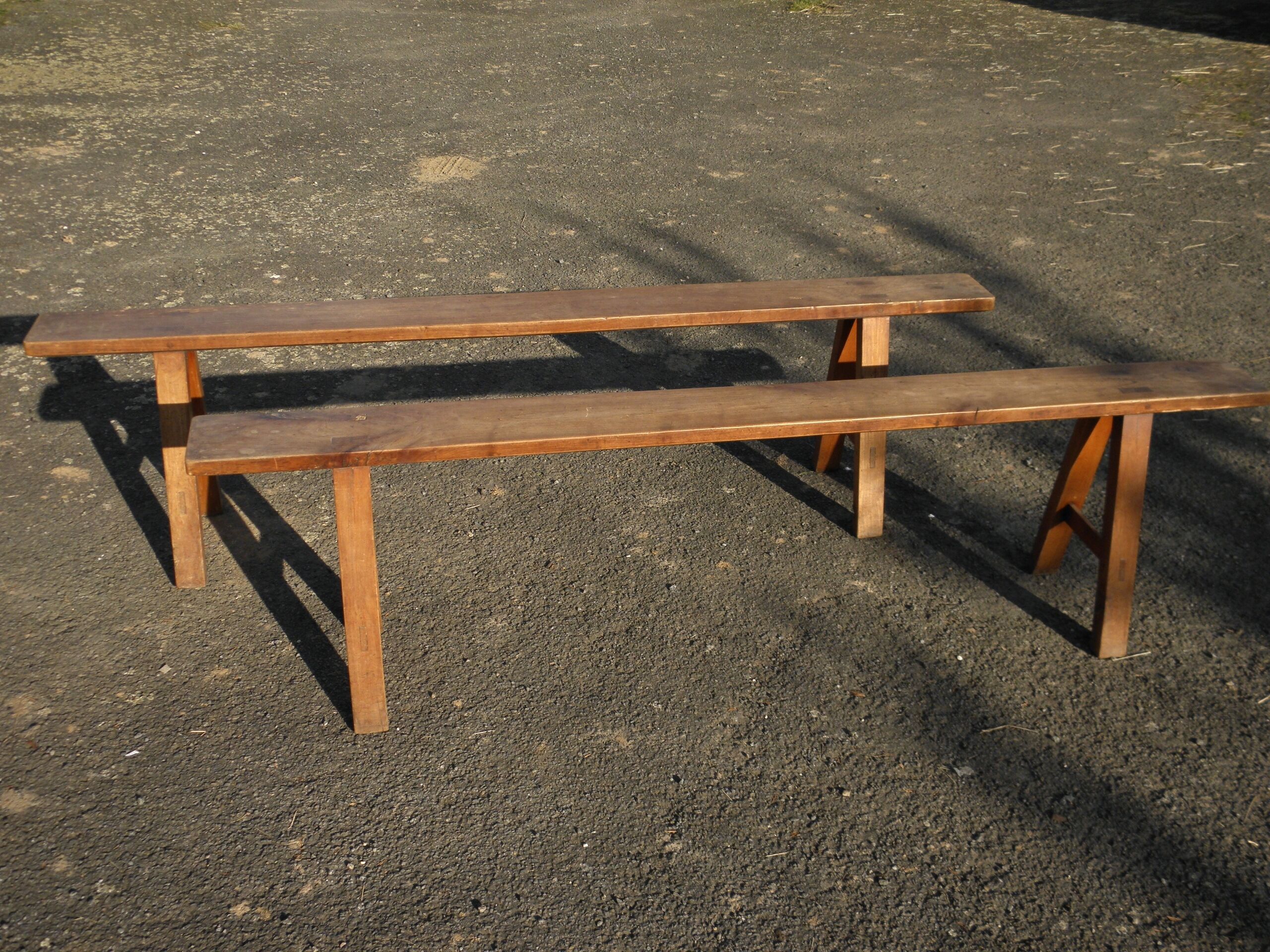Pair of cherry farm benches