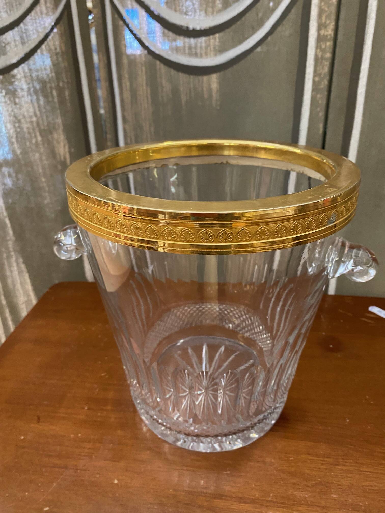 Saint Louis crystal champagne bucket with thistle thistle decor with rim