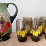 Vintage smoked amber glass pitcher