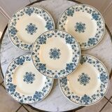 5 flat plates Terre de Fer Sarreguemines model "Estrèes" XIXth