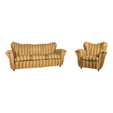 Three-seater sofa and armchair, 50s, set of 2