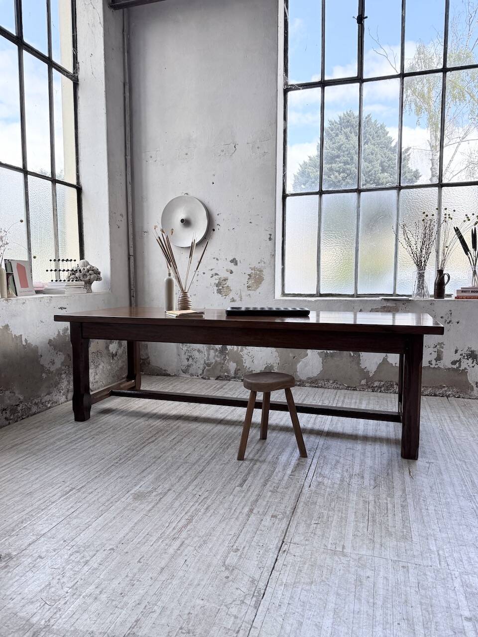 Table de ferme campagne noyer massif XL 250cm